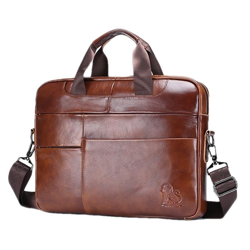 Męska teczka ze skóry naturalnej w stylu Vintage nowa torebka biznesowa wielofunkcyjna torba na laptopa duża pojemność Messenger na ramię