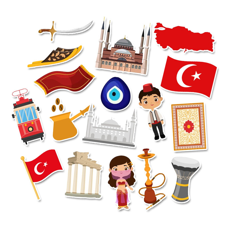 Turkey Travel Sticker Pack para Planejador, Diário, Computador portátil, Telefone, Garrafa de água, Fabricação de cartões DIY, Decoração Artesanal, 15 Pcs, 30 Pcs, 50Pcs