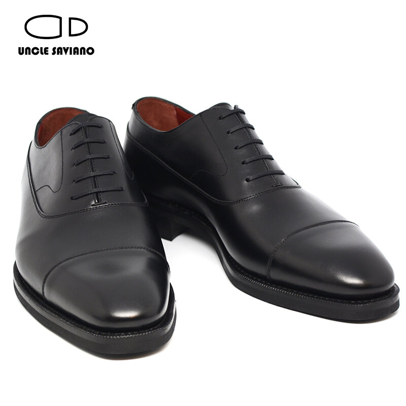 Uncle Saviano-zapatos de vestir Oxford para hombre, calzado de piel auténtica hecho a mano, de diseñador de lujo, Formal, para boda y negocios