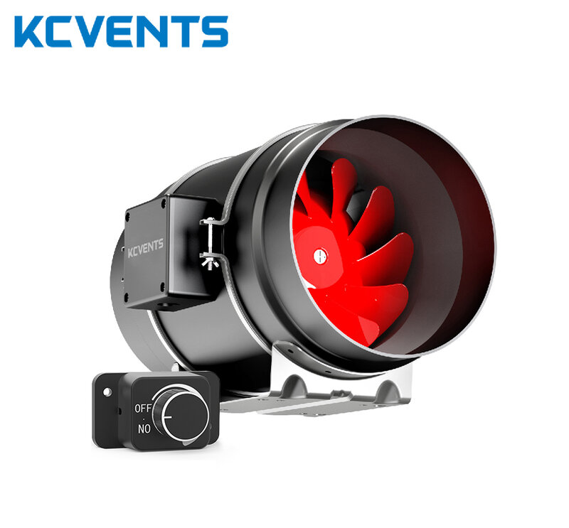 KCvents-EC مروحة الهواء النقي مع التحكم في السرعة ، مروحة العادم ، التهوية ، مضمنة القناة ، 4 "، 6" ، 8 "، ومناسبة للدفيئات الزجاجية