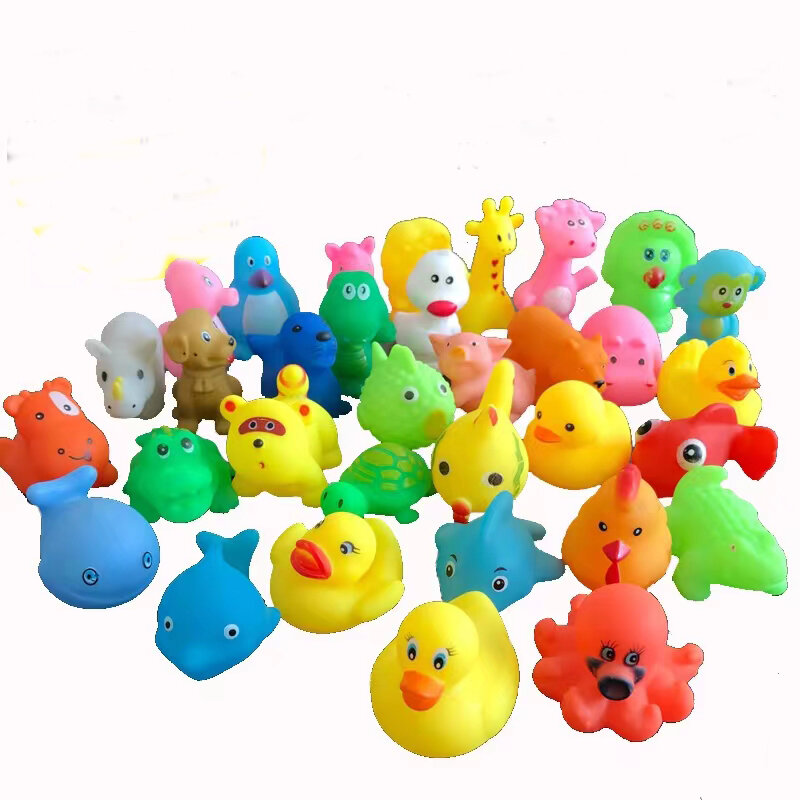10 sztuk/zestaw słodkie zwierzaki pływanie zabawki wodne dla dzieci miękkie gumowe Float wycisnąć dźwięk skrzypiące zabawki kąpielowe dla zabawki do kąpieli dla niemowląt