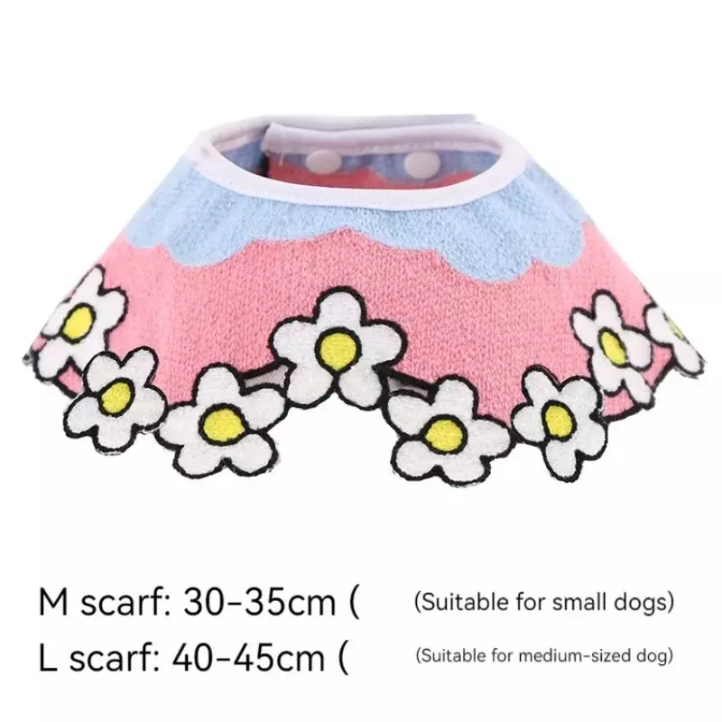 Pet Dog Cat Saliva Towel with Cute Pet Embroidery Mouth Towel and Lace Decorative Bib，Hand-Woven Puppy Kitten Collar，XS-S