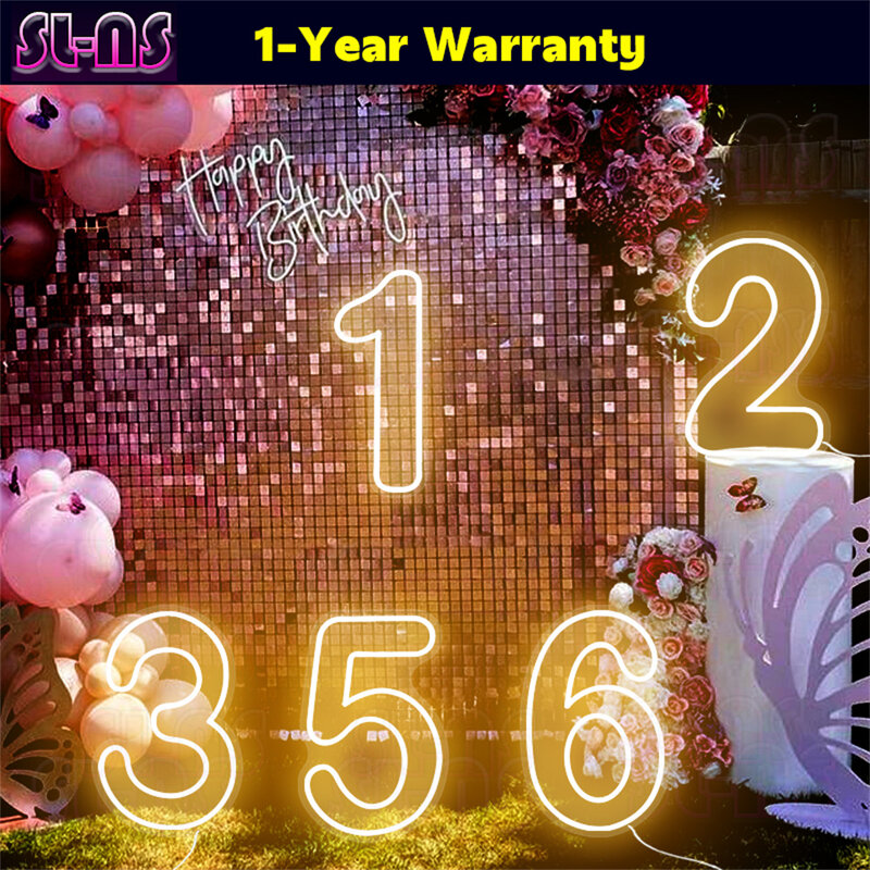 LED Numbers Sign Birthday Acrylic Lights 0 to 9 with Switch for Birthday Party Wedding Party Business Wall Decor Neon Number 1