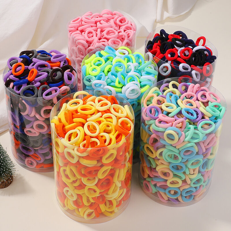 Colorido Nylon Scrunchie para crianças, bandas de cabelo, elástico para crianças, laços elásticos para menina, acessórios de cabelo, 50 PCs, 100 PCs, 300PCs