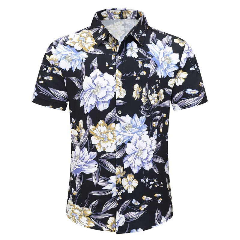 Camisa Floral 3D para hombre, camisa informal de calle al aire libre, de manga corta con solapa, XS-6XL de tela elástica de 4 vías, verano, 2024