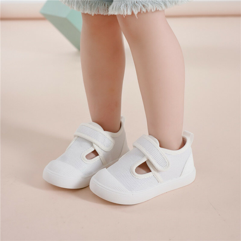 유아용 미끄럼 방지 코튼 메쉬 신발, 통기성 경량 TPR, 부드러운 밑창, 유아 트레이너
