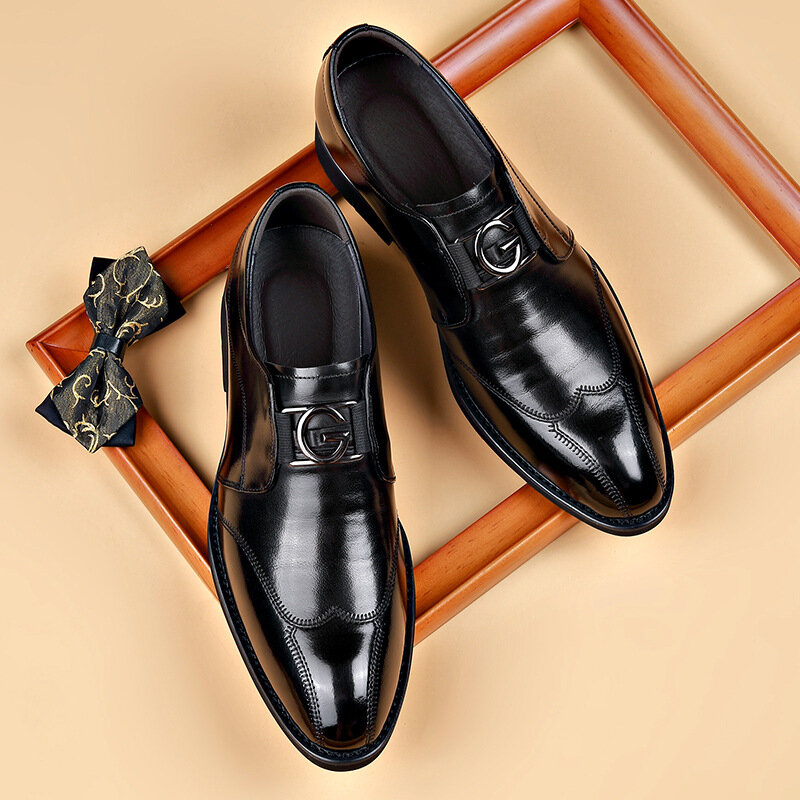 Chaussures décontractées classiques en cuir PU pour hommes, chaussures d'affaires de mariage formelles noires, grande taille 38-48, marque de mode