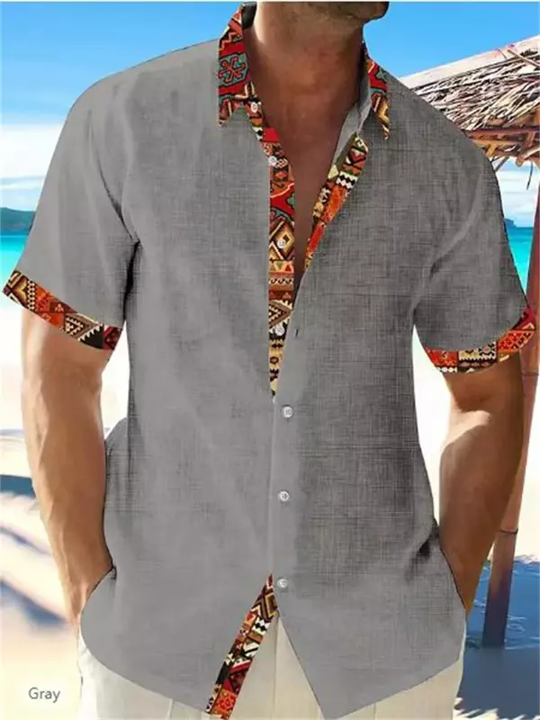 Chemise en lin à manches courtes pour hommes, mode hawaïenne, décontracté, floral, bord de mer, haut de plage, bouton, printemps, été, nouveau, 2023