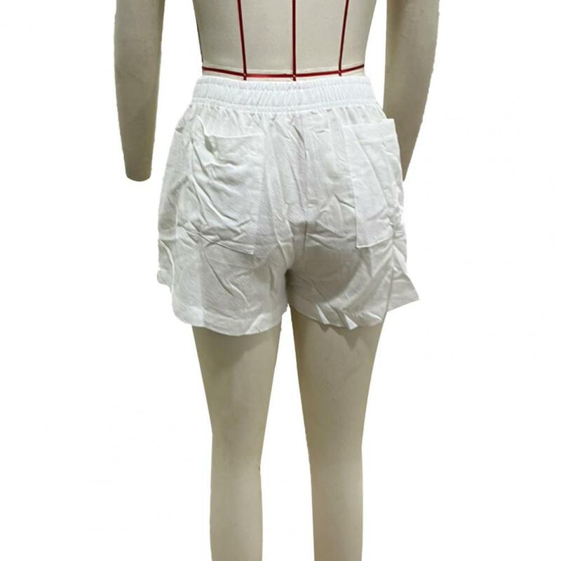 Pantalones cortos con estampado a rayas para mujer, Shorts de cintura alta con bolsillos, ropa deportiva informal, pretina elástica