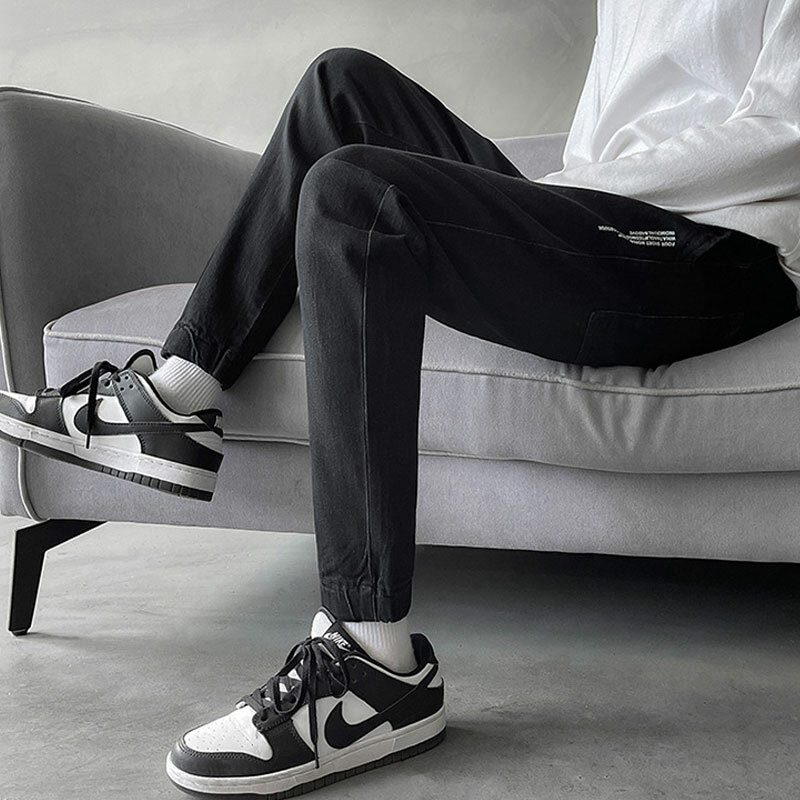 Celana Jeans Pria Longgar Baru Celana Panjang Pria Desain Sederhana Kualitas Tinggi Nyaman Semua Cocok Siswa Celana Denim Lurus Kasual Harian