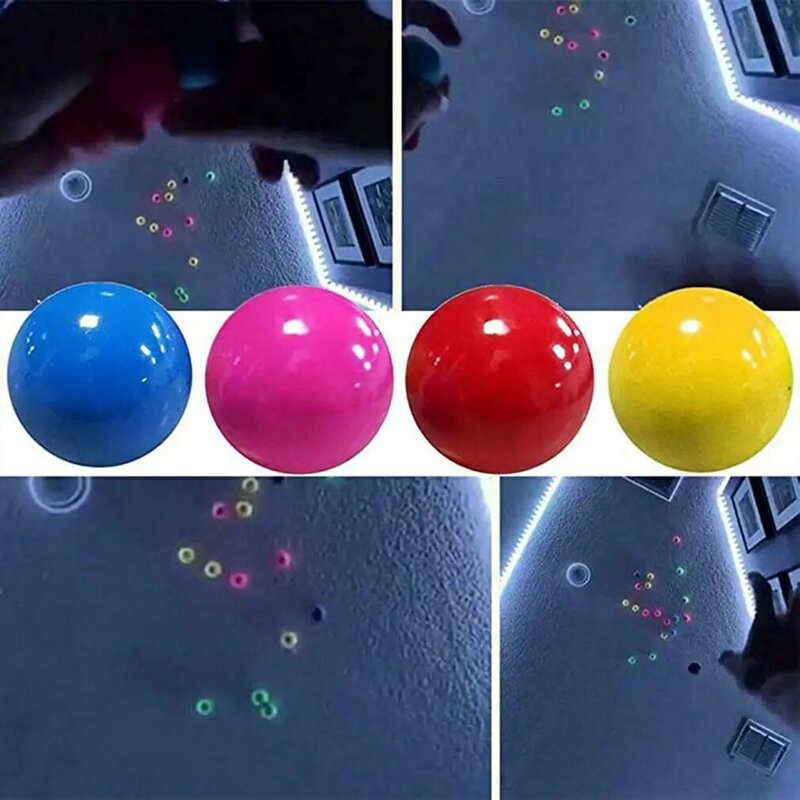 1 pz palla a parete appiccicosa aspirazione a parete decompressione palla giocattolo fluorescente appiccicoso bersaglio palla sfiato palla colore casuale