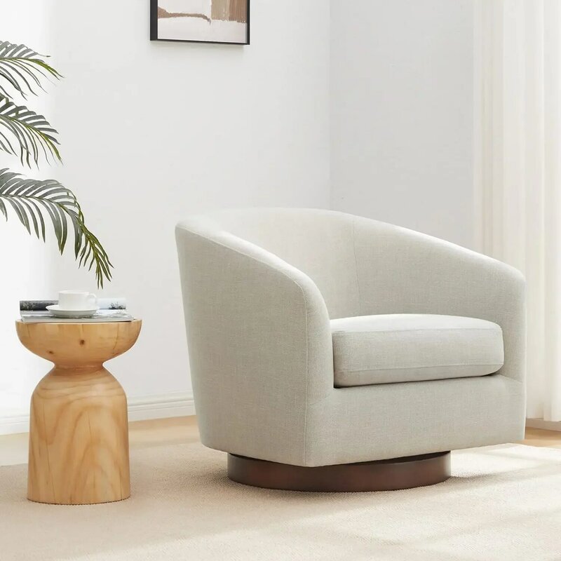 Drehbarer Akzent Stuhl Sessel, runder Fass Stuhl aus Stoff für Wohnzimmer Schlafzimmer, Haltbarkeit