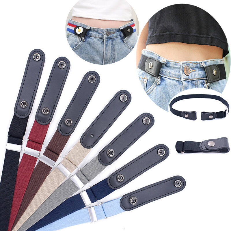 Cintura facile senza cinture con fibbia per donna Jeans elasticizzati elastici in vita femminile cinturino da uomo invisibile nascosto genuino Cintos