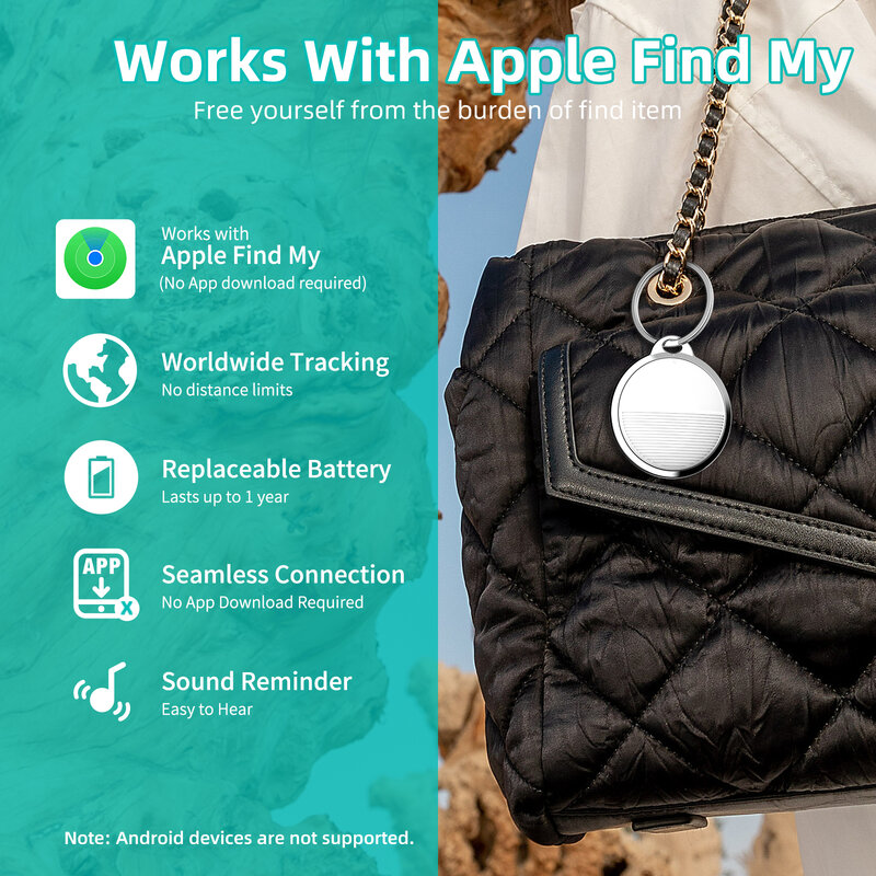 CPVAN-Mini GPS Tracker para o sistema Apple iOS, Find My App, localizador de crianças, pet, bicicleta, saco, perda Tracker, Smart Bluetooth