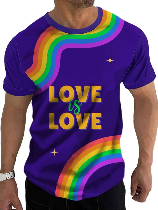 Camiseta con estampado 3d para hombre, camisa de manga corta con patrón de amor, informal, para sexo y uso diario, 2024