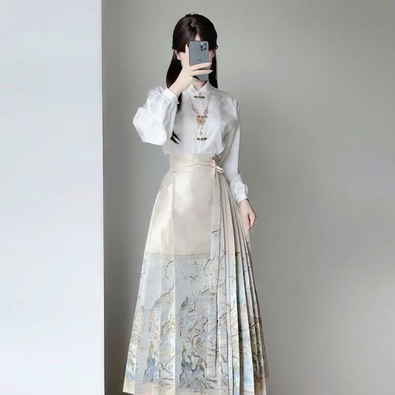 Оригинальная юбка Hanfu с конским лицом, китайская юбка с конским лицом, Женская Китайская традиционная юбка династии Мин, Модернизированная юбка hanbok