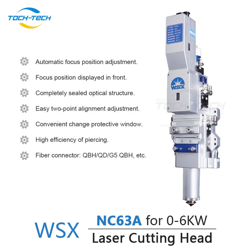 Tochtech Wsx Fiber Lasersnijkop Nc63a Voor 0-6kw F125/150/200Mm Focusseerlens