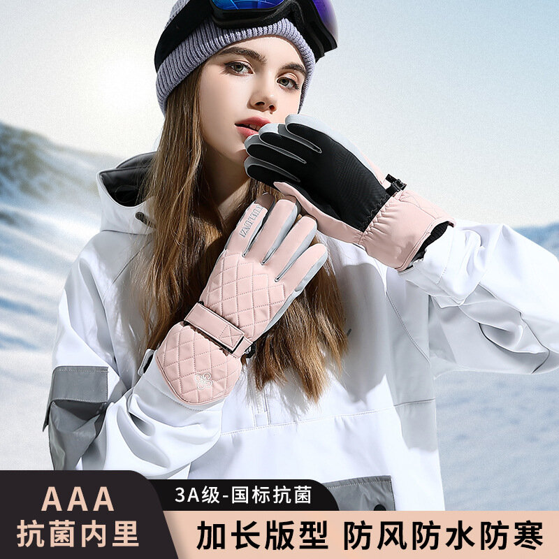 Зимние лыжные перчатки для женщин, теплые перчатки для сноуборда, сохраняют тепло, водонепроницаемые ветрозащитные бархатные велосипедные перчатки