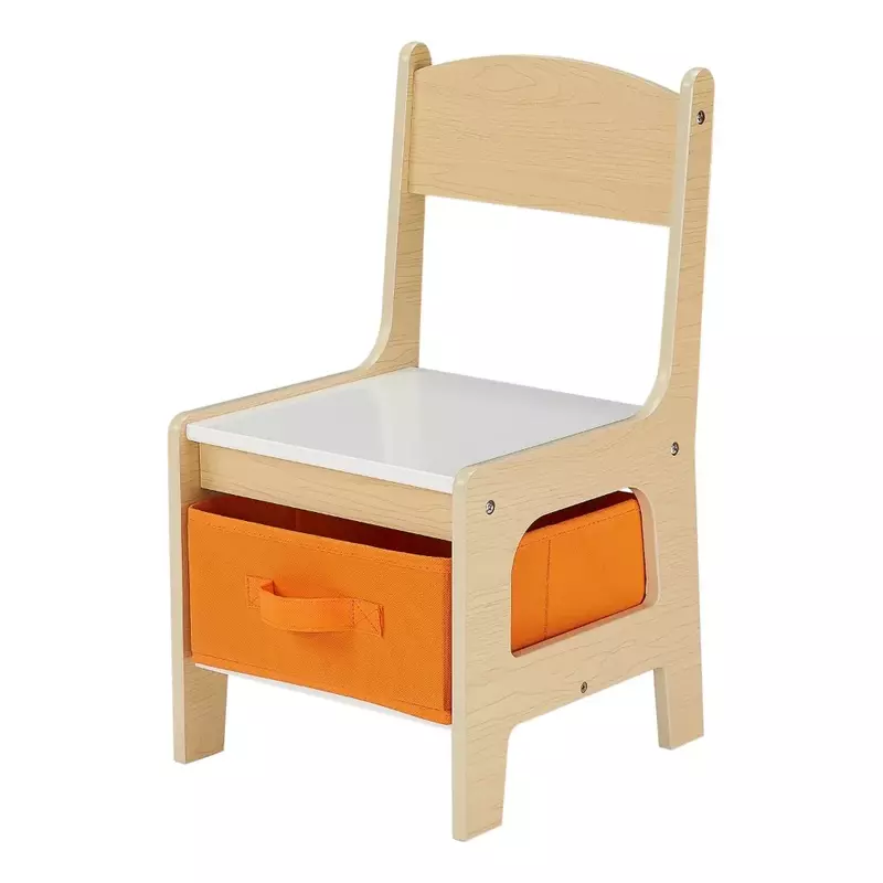 Senda Kids Wooden Storage Table and Chairs Set, Natural Color, Melamine, 3 Piece, 3-7 Years Old