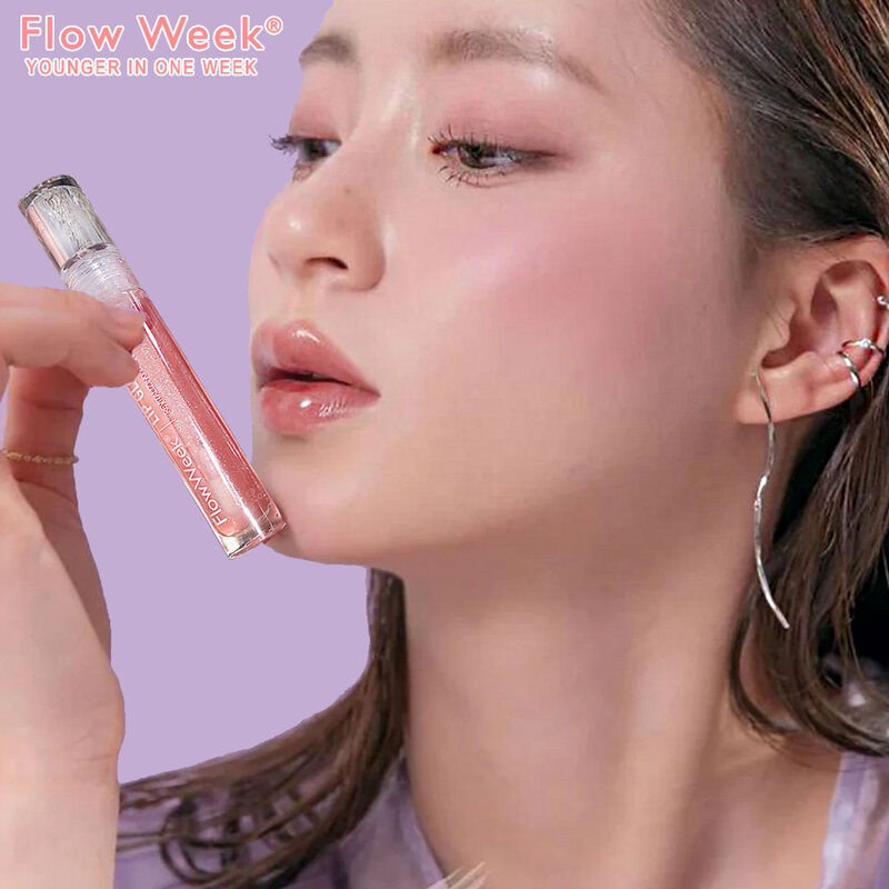 FlowWeek-Instant Volumising Lip Plumper Oil, Reduzir a Linha Fina dos Lábios, Anti-Cracking Lip Oil, de Longa Duração Espelho Lip Gloss, 6ml