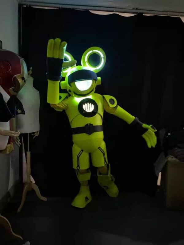 LED acender robô traje, dança desempenho, mostrar fantasias, terno luminoso, clube noturno