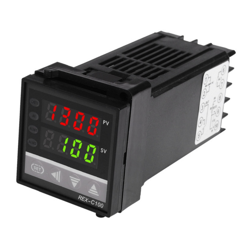 Doppio regolatore di temperatura digitale RKC PID REX-C100 con termocoppia sensore K, uscita relè