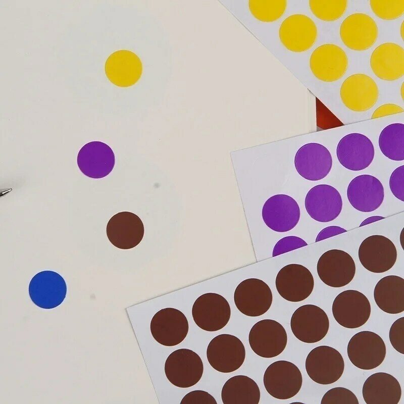 4Sheets 10mm Round Stickers Assorted Colors Colored Sticker Dots Coding Circle Dot Labels Diameter