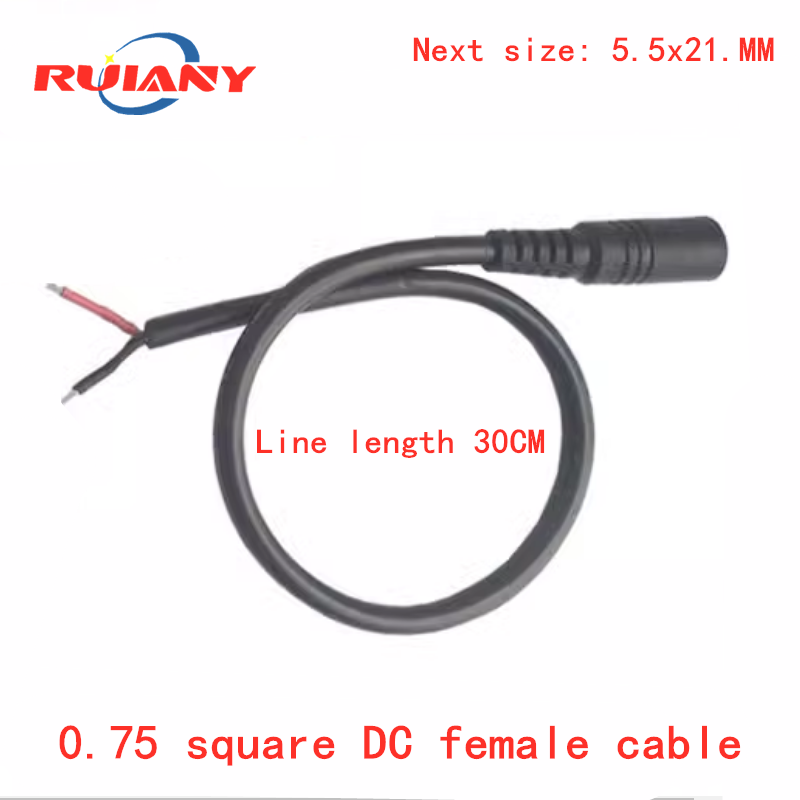 Cable cuadrado de cobre de 22 AWG 0,75, cable de alimentación de CC macho/hembra de 12V, dc5.5 x 2,1mm