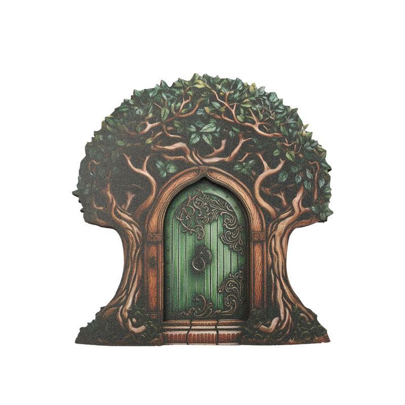 Mini Porta De Fada De Madeira Para Jardim De Fadas, Porta Em Miniatura Do Dente, Árvore Colorida, Acessórios De Árvore Decorativa