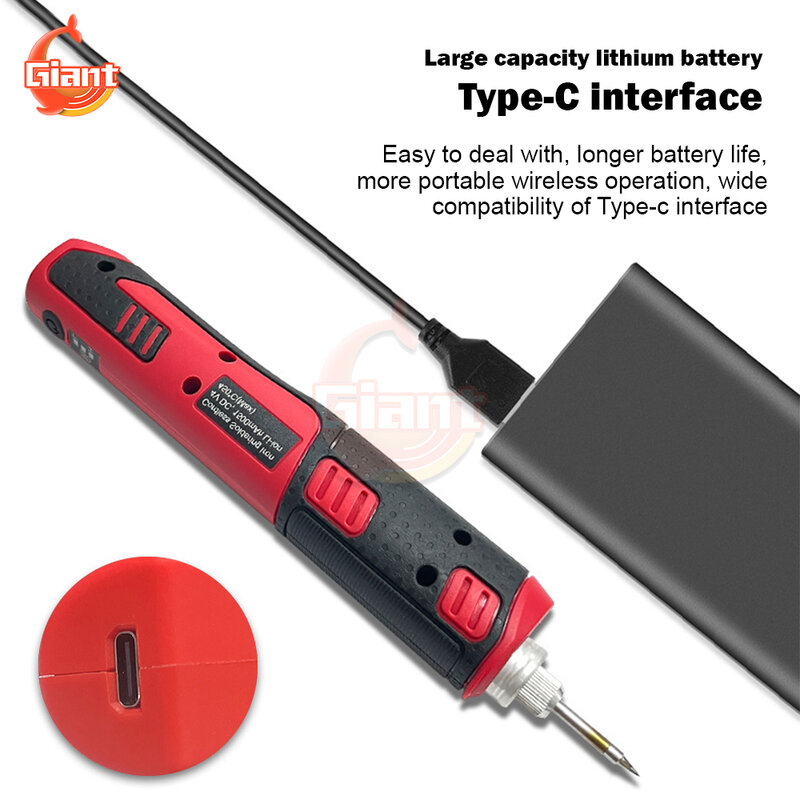 USB sem fio elétrico solda ferro, caneta soldadura portátil, recarregável aquecimento interno solda ferramenta, bateria de lítio
