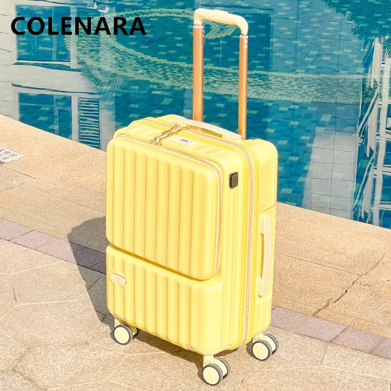 COLENARA новая багажная Передняя открывающаяся сумка для ноутбука, троллейка для ноутбука, USB-зарядка, дорожная сумка, 20 дюймов, 24 дюйма, ABS + PC чемодан для кабины