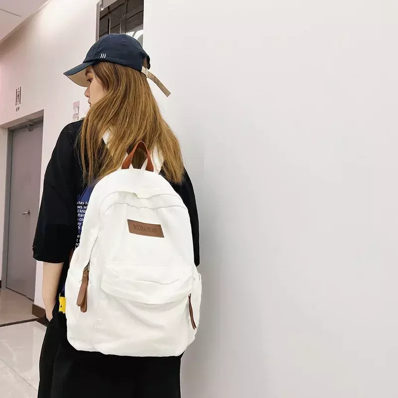 Płótno plecak na co dzień nowy jednolity kolor o dużej pojemności plecak na komputer mężczyzn damski tornister hurtowo
