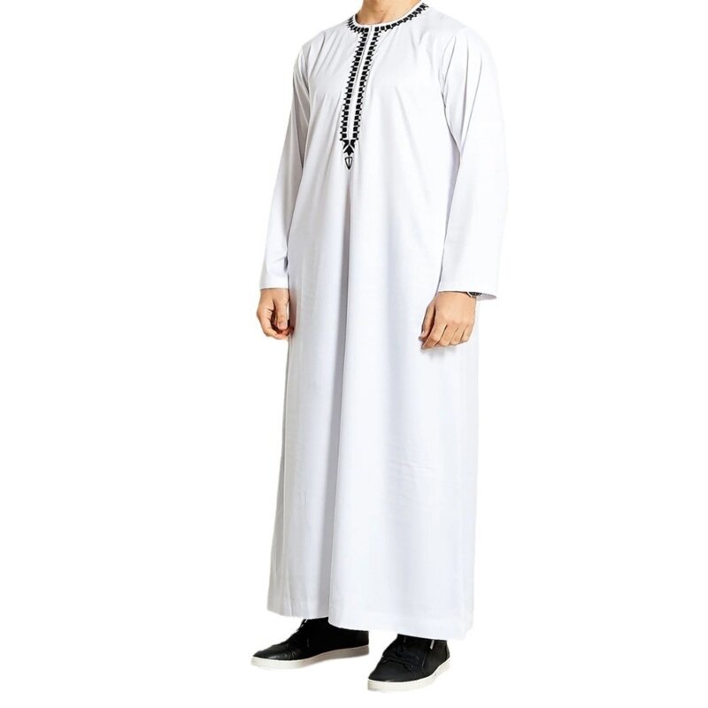 634C Мужской исламский кафтан Тобе Исламский арабский халат Ближневосточный кафтан, Мужской повседневный исламский халат с Тобе
