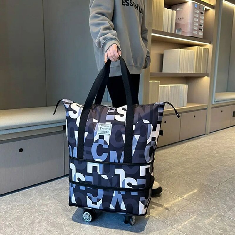 Torba podróżna na kółkach Nowa składana torba na kółkach z wieloma kieszeniami i zamkiem błyskawicznym Biznesowa torba podróżna