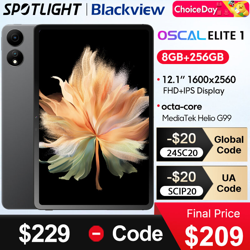 Blackview Oscal ELITE 1 태블릿, 12.1 인치 디스플레이, 8GB, 256GB, MTK Helio G99, 8800mAh 배터리, 33W 고속 충전, 월드 프리미어