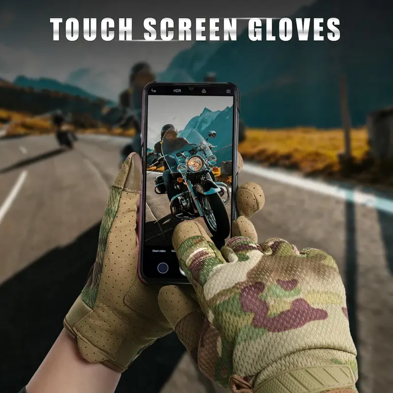 Gants tactiques à écran tactile camouflage, doigt complet, Paintball militaire de l'armée, vélo, moto, équipement de Combat Airsoft pour hommes et femmes travail army mitaine