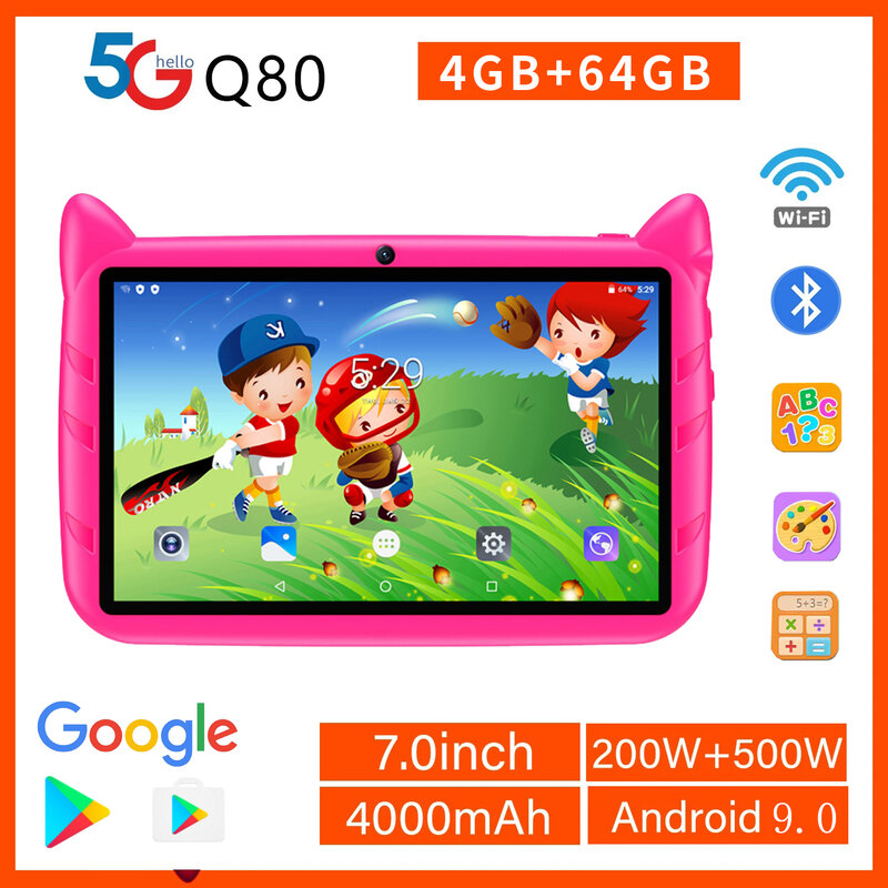 Новинка 7-дюймовые Детские Планшеты Android обучающие игры планшетный ПК стандартный Wi-Fi Четырехъядерный 4 Гб + 64 Гб дешевые и простые детские подарки
