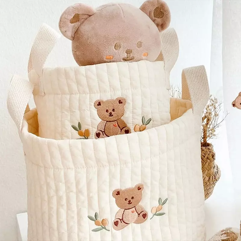 INS-Sac à couches brodé ours mignon pour bébé, sac de rangement pour nouveau-né, organisateurs de jouets