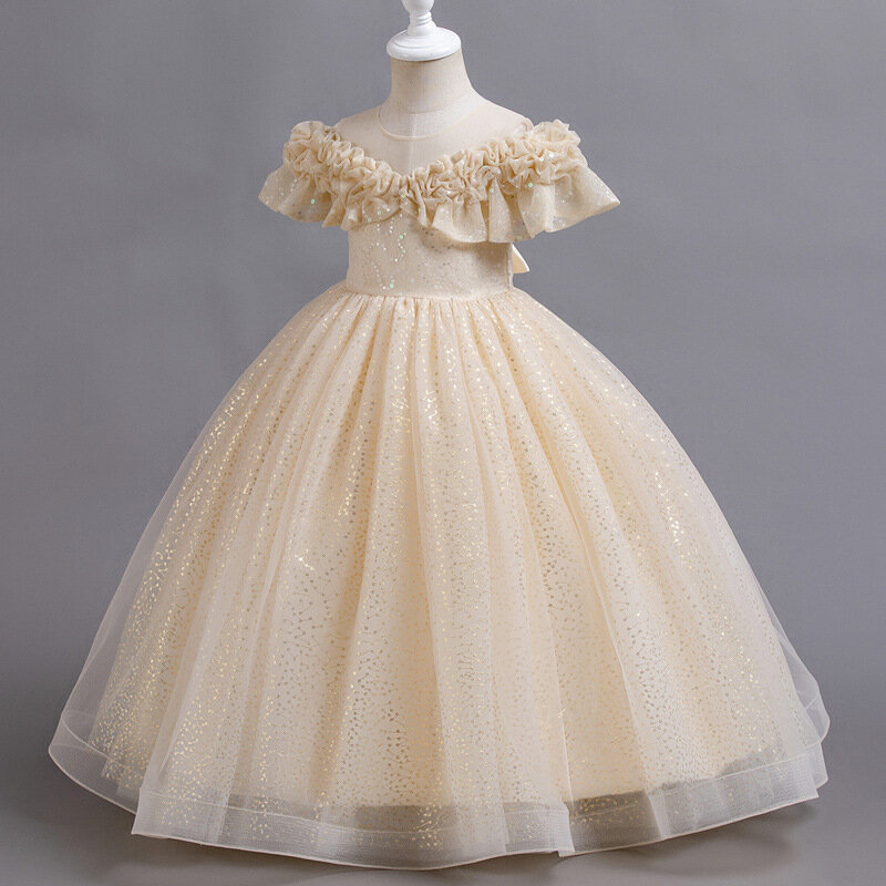 European and American girls princess dress high-end dress flower girl wedding skirt girl piano performance evening dress