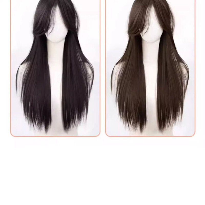 Perruque Bouclée à Fente Moyenne pour Femme, Extension de Cheveux, Couverture Complète, une Pièce, 60cm