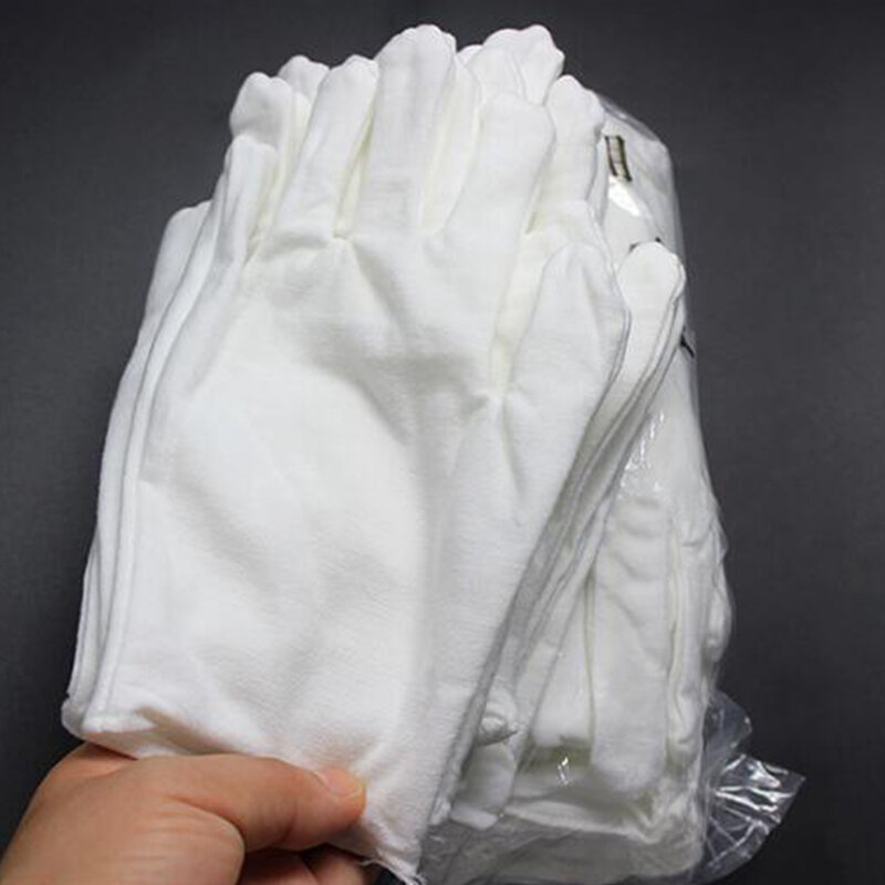 Перчатки хлопковые унисекс, Классические митенки с закрытыми пальцами, для официантов, водителей, ювелирных изделий, работников, белые, 1 пара