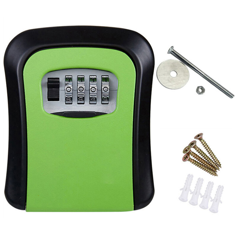 Boîte de verrouillage murale à mot de passe, boîte à clés en alliage de zinc plastique résistant aux intempéries, boîte de rangement à 4 chiffres