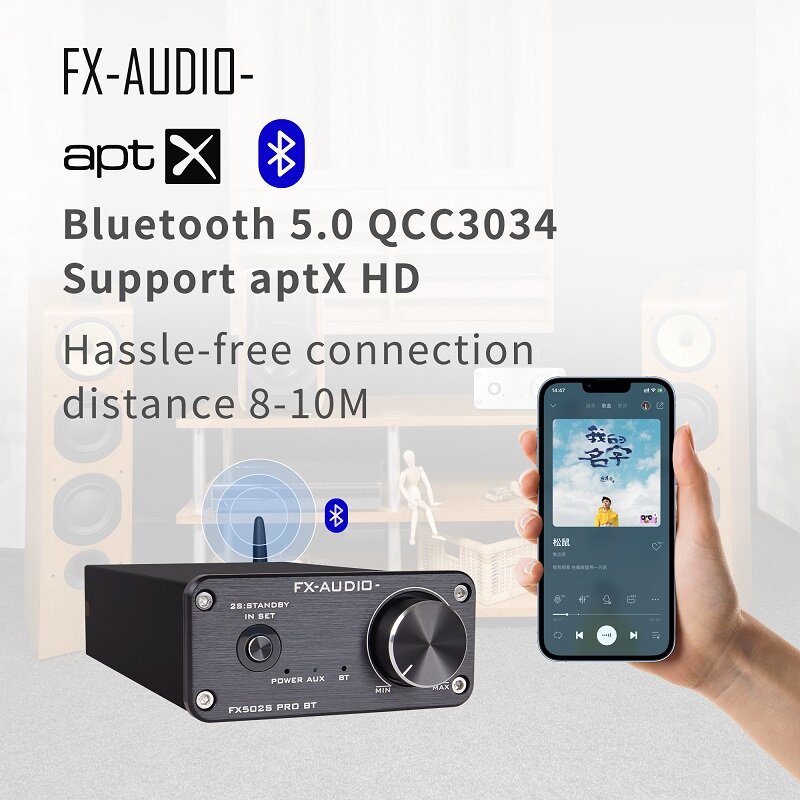 Fx-audio-Amplificador de Audio Digital para el hogar, dispositivo de amplificación de Audio de alta fidelidad 2024, BT, + NE5532 TPA3250, potencia de 70W x 2, QCC3034, Bluetooth 2,0, FX-502SPRO, nuevo, 5,0