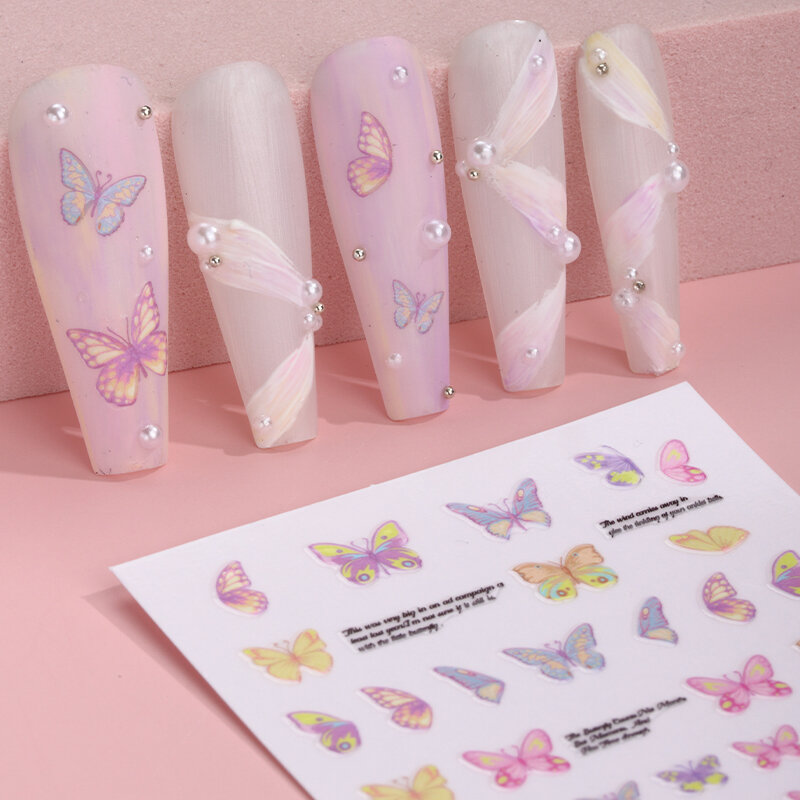 Nieuw Ontwerp Vlinder Patronen Nagel Stickers Nail Art Voor Manicure Meisjes Dames Diy Schoonheid Nagel Decoratie