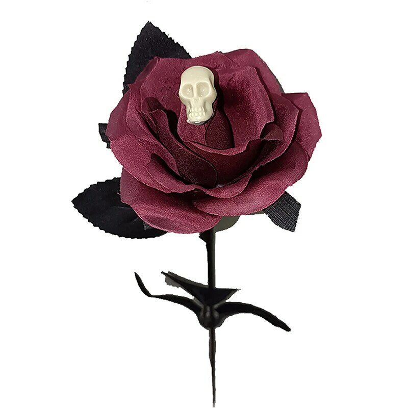1 szt. Sztuczny kwiat róży horroru Halloween dostarcza akcesoria do przebranie na karnawał w czarnym sztuczny kwiat