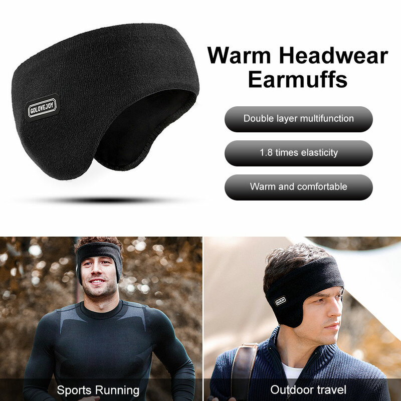 Outdoor Sports Cycling Windproof Ear Protection Double Layer Warm Over-ear Earmuffs Stretch Knitte New Winter Ski Earmuffs Men'