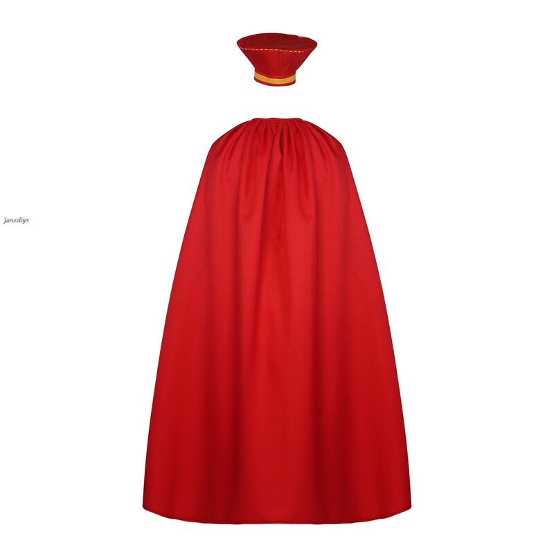Disfraz de Lord Farquaad para hombre y mujer, conjunto de uniforme de Anime, capa, guante, sombrero, Medieval, fiesta de Halloween, traje rojo