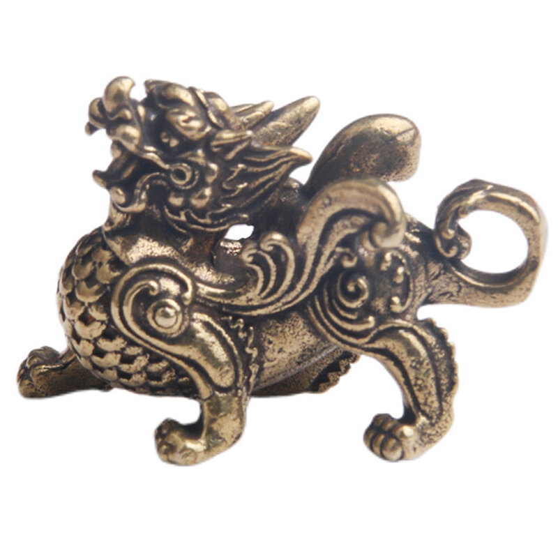 Chinese Fengshui Messing Standbeeld Beeldje Kylinsculptuur Rijkdom Decor Welvaart Goed Yao Pi Ornament Qilin Dragon Geluk Dier