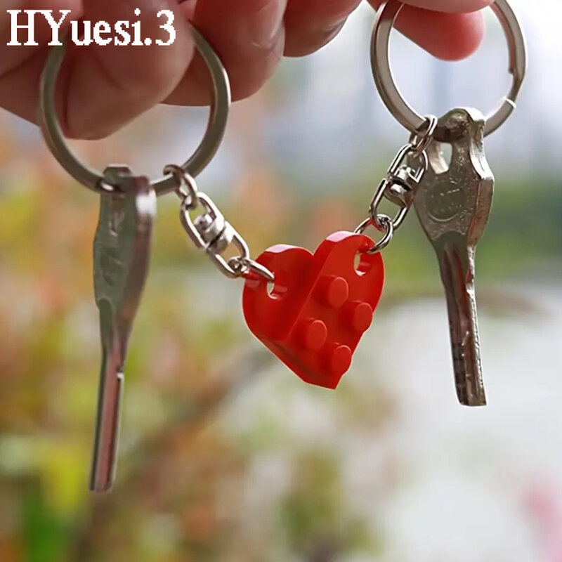 2 teile/satz Ziegel passende Herz Schlüssel bund trennbare Liebe Baustein Schlüssel ringe für Frauen Männer Valentinstag Geburtstags geschenke