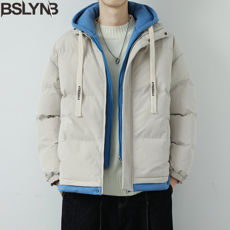 Abrigo cálido con capucha para hombre, chaqueta de invierno, Parka gruesa de Color sólido, ropa de calle informal, novedad